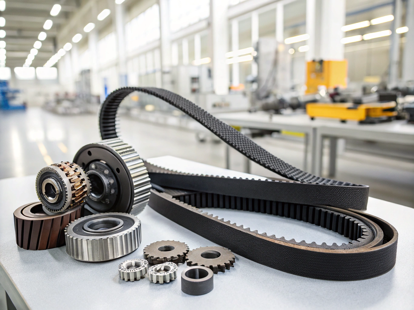 Close-up of a high-performance engine belt system